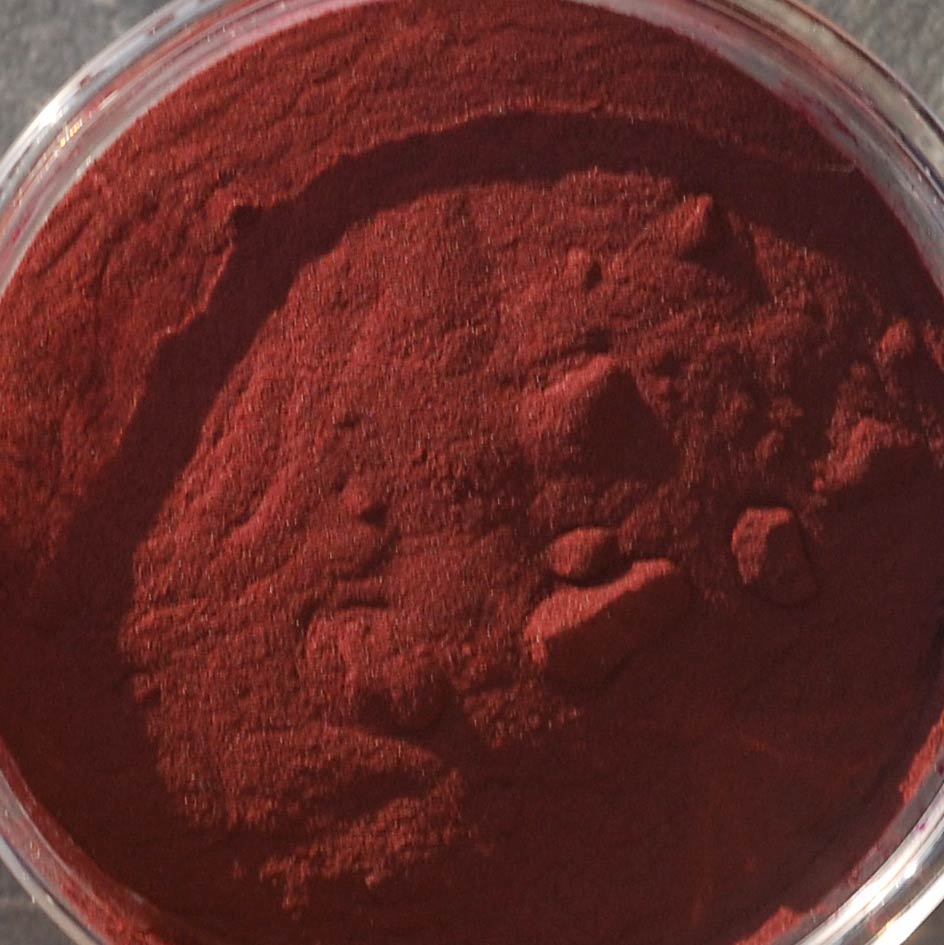 Polvo de spirulina rojo fino en envase de vidrio, 200 g.