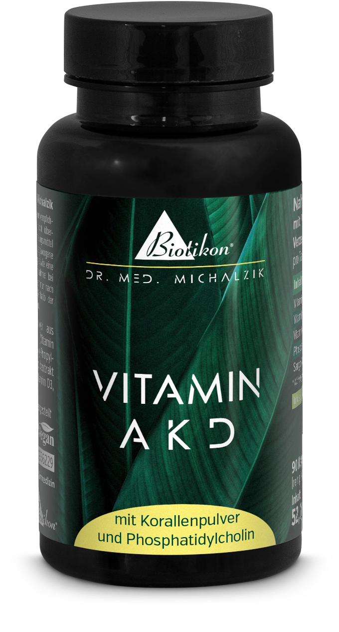 Representación de la dosis de vitamina A K D vista frontal