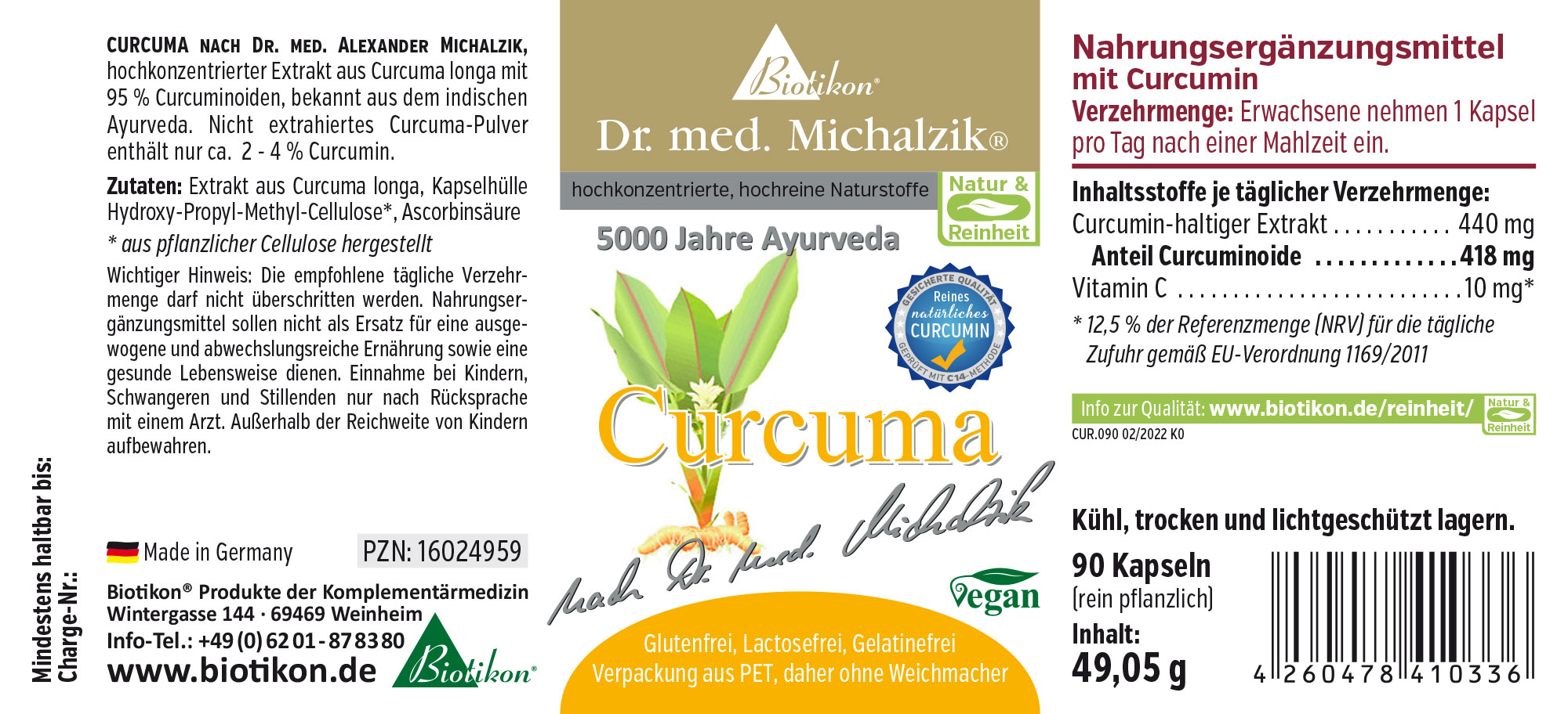 Etiqueta de Cúrcuma 90 cápsulas Etiqueta de Cúrcuma 90 cápsulas