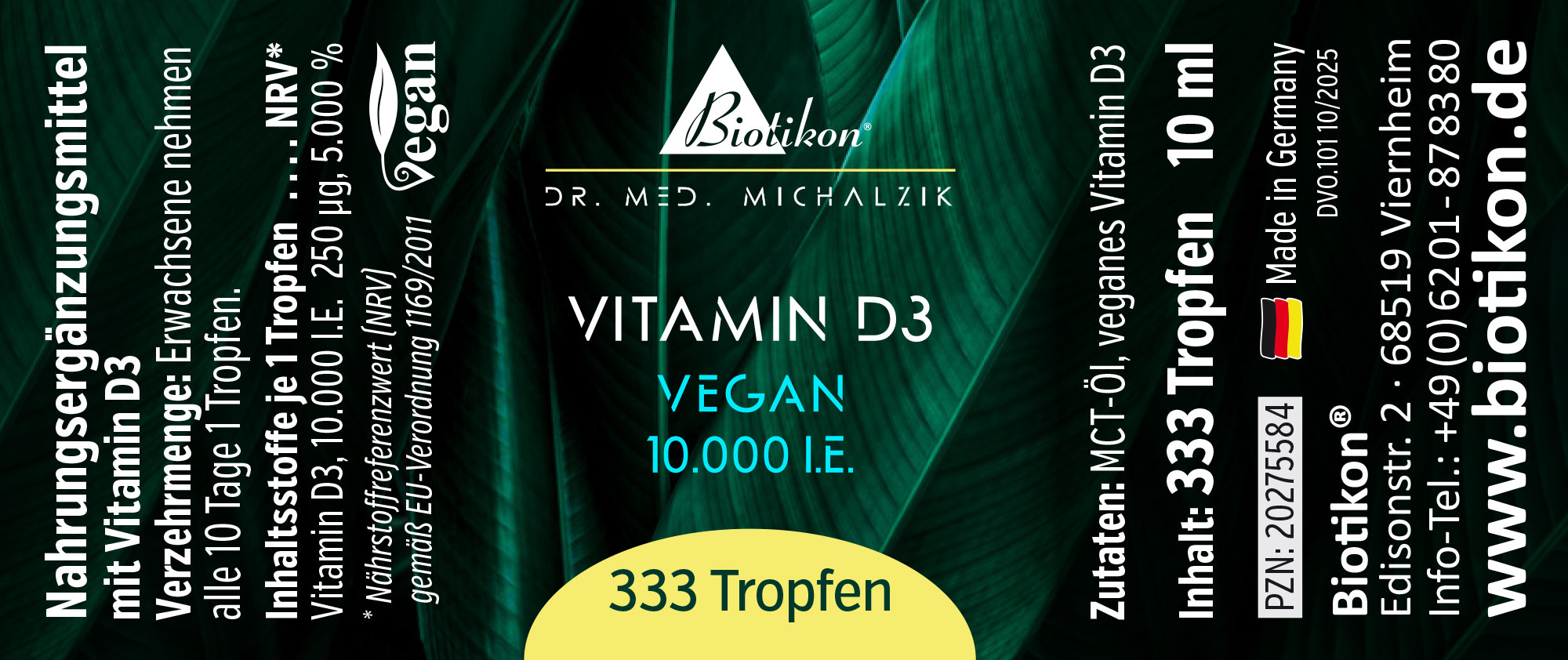 Vitamina D3 10000 UI etiqueta vegana Vitamina D3 10000 UI etiqueta vegana