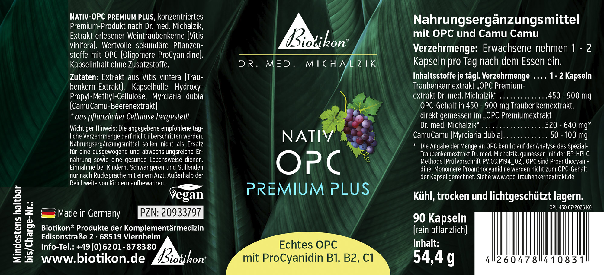 Cápsulas Nativ-OPC 240 mg, 72 unidades, envase rojo-violeta, vista frontal