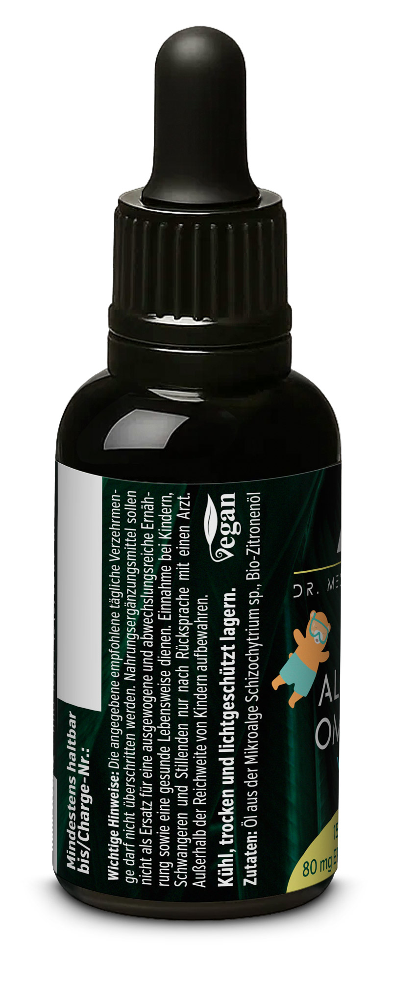 Aceite de algas Omega-3 vegano para niños