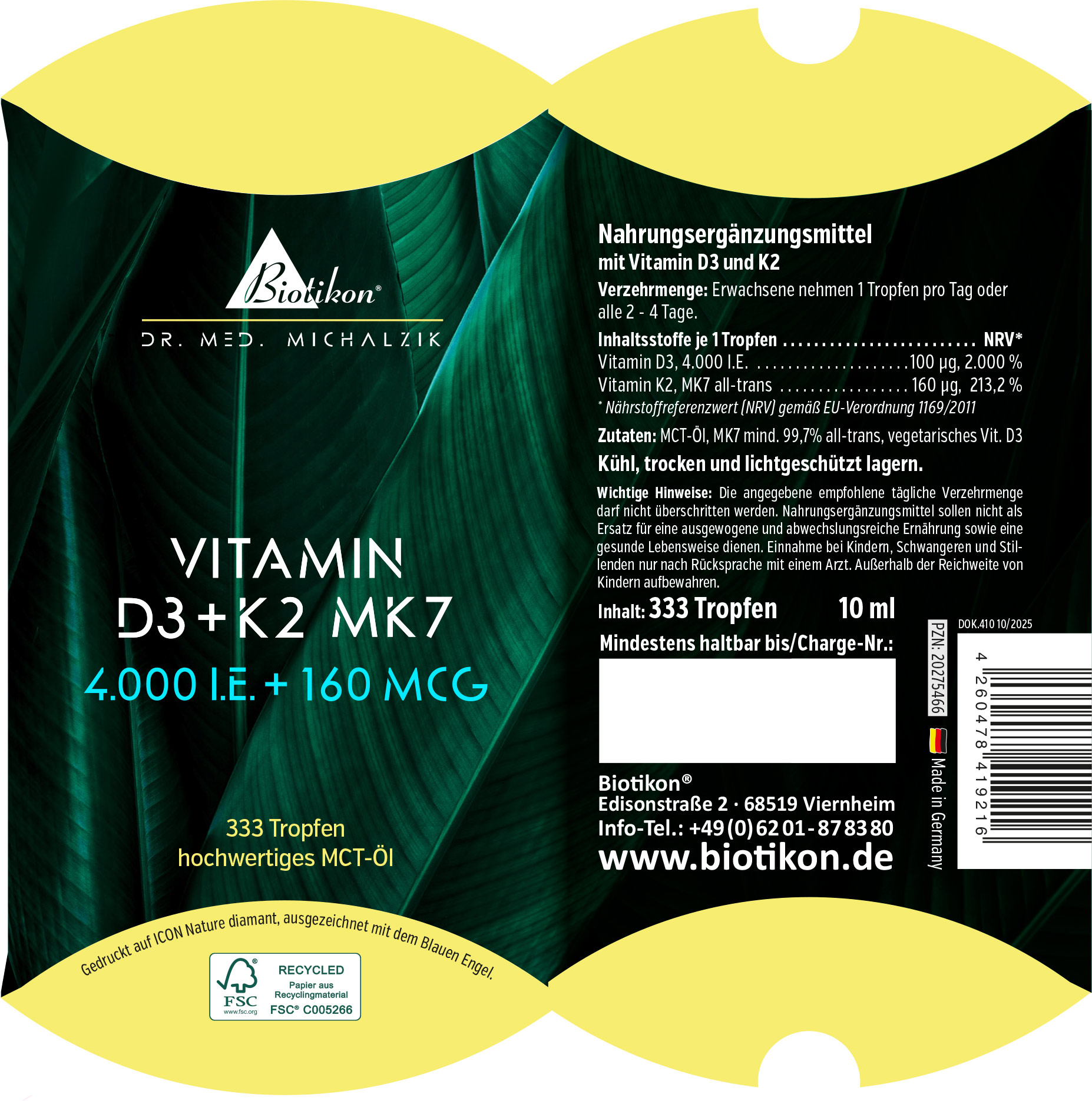 Vitamina D3 + K2 4000 UI 160 mcg en blíster convencional Vitamina D3 + K2 4000 UI 160 mcg en blíster convencional