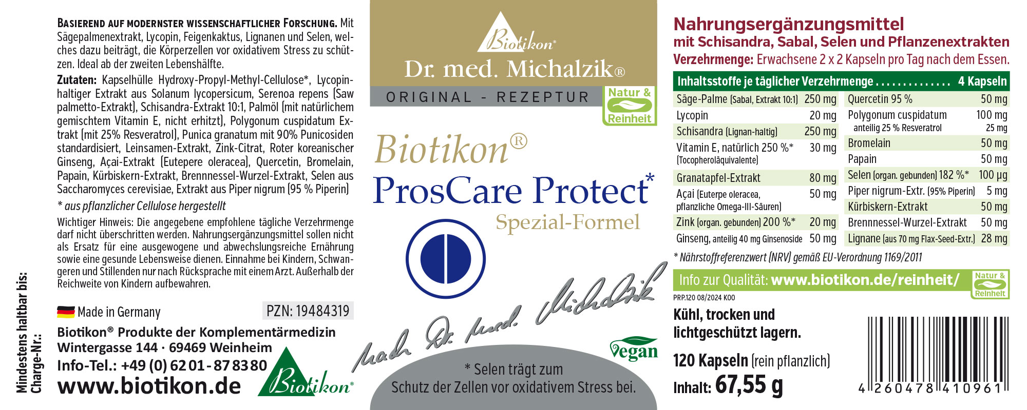 ProCare Protect 120 Cápsulas – Suplemento 120 cápsulas para protección antioxidante, fórmula especial, vegano, en un envase amarillo.