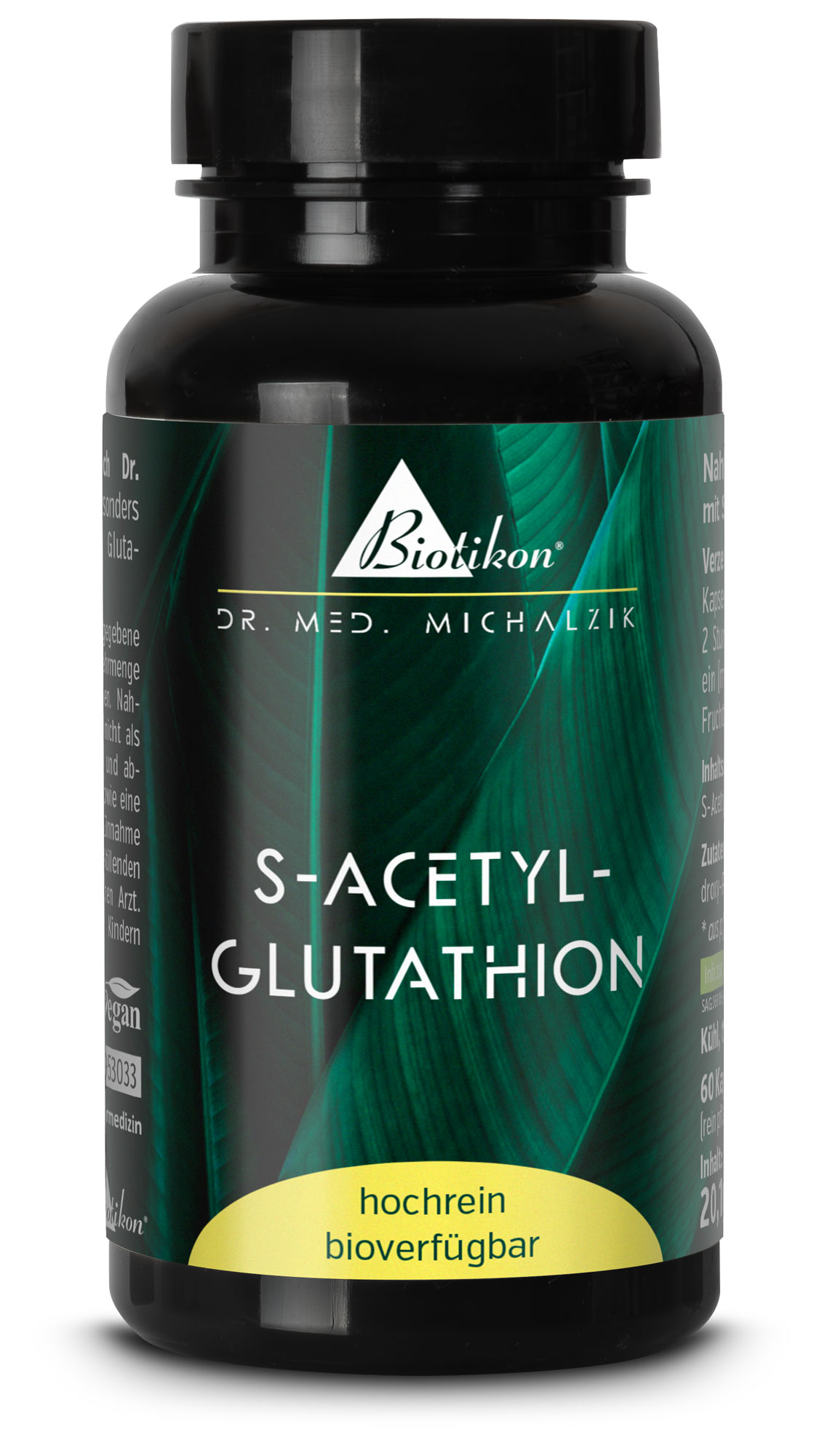 Envase de S-acetil-glutatión vista frontal Envase de S-acetil-glutatión vista frontal