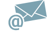Símbolo de Correo Electrónico – Gráfico Gráfico de un símbolo de correo electrónico con un sobre y @, en azul y gris.