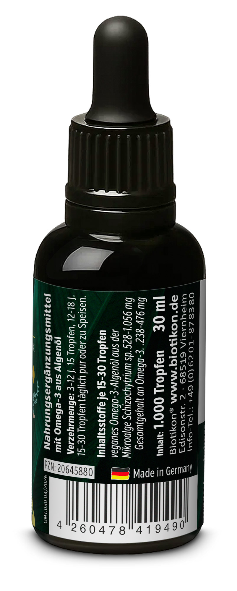 Aceite de algas Omega-3 vegano para niños