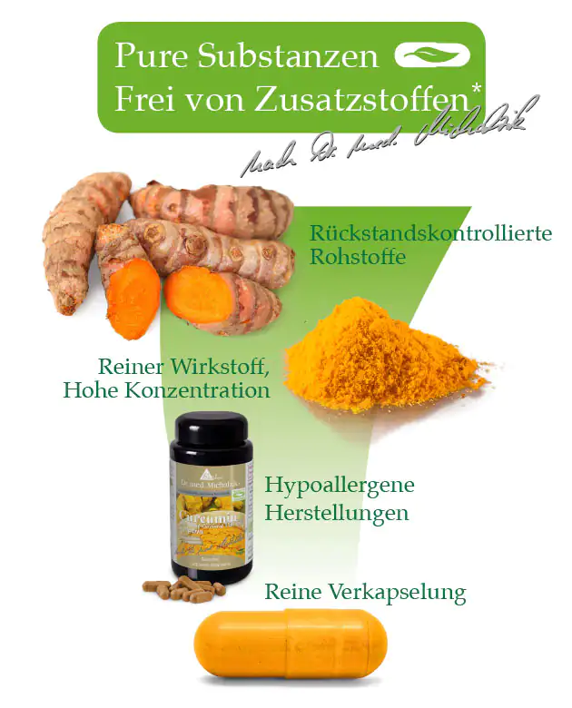 Cápsulas de cúrcuma, 500 mg, botella negra con cápsulas amarillas, sobre fondo blanco.