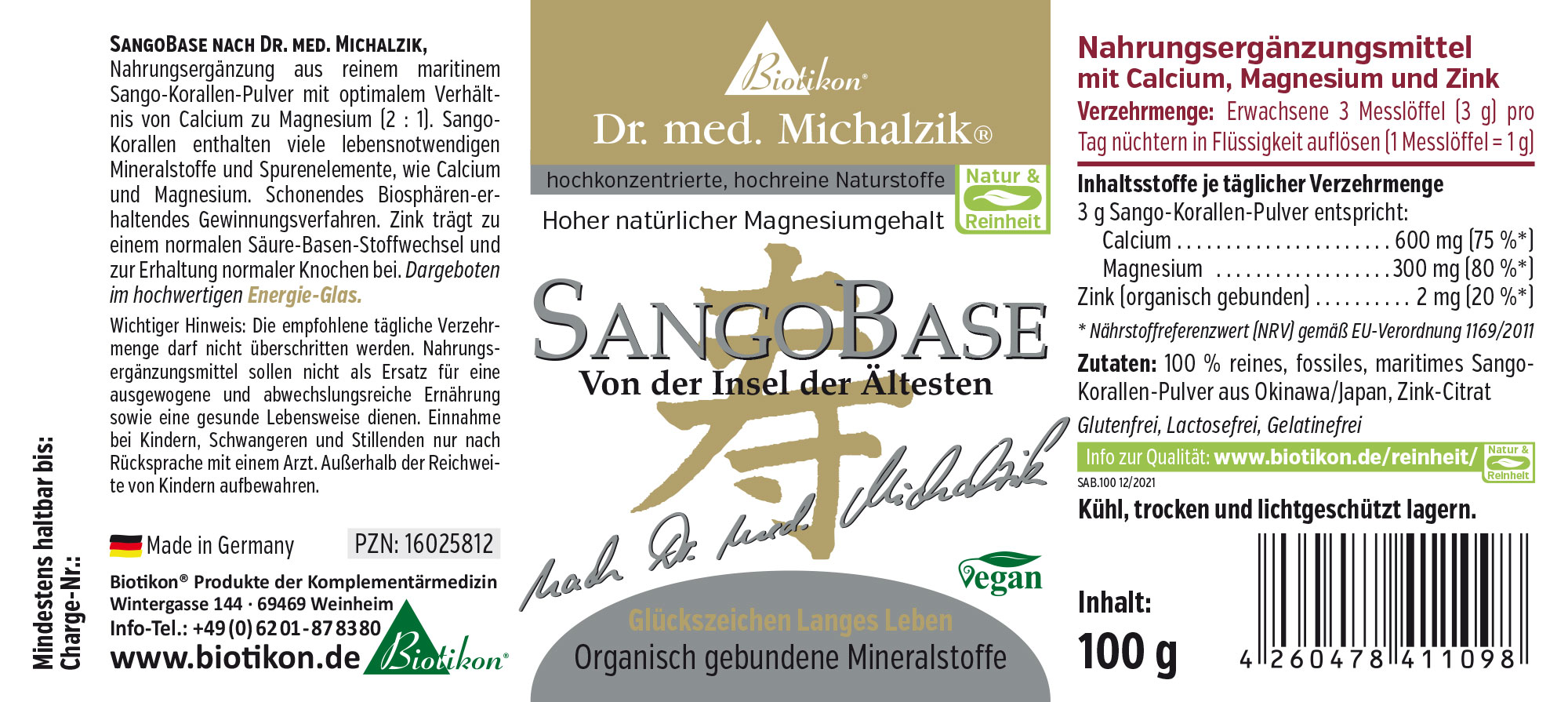 SangoBase 100 g – Polvo de Coral Suplemento dietético SangoBase en polvo de 100 g, elaborado con polvo de coral marino.