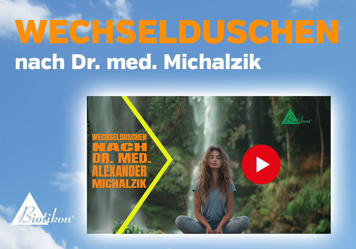 Instrucciones de duchas alternas, vista en video de una persona relajada en la naturaleza frente a una cascada.