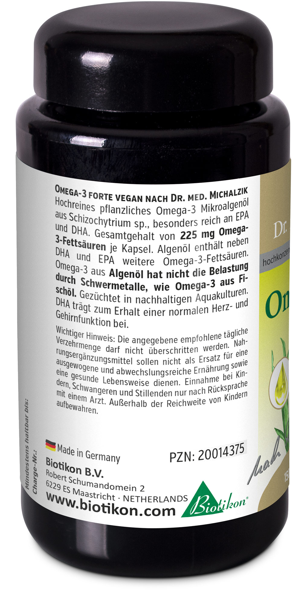 Omega-3 forte vegano - 120 cápsulas, vidrio violeta