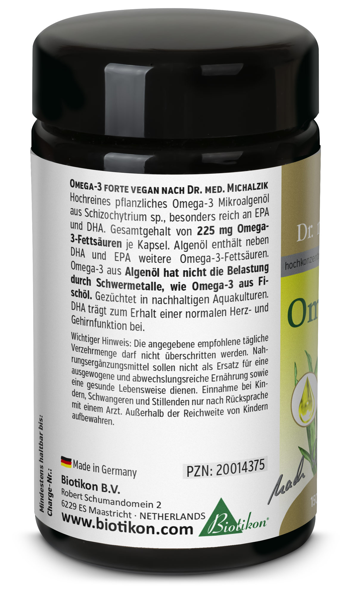 Omega-3 forte vegano - 60 cápsulas, vidrio violeta