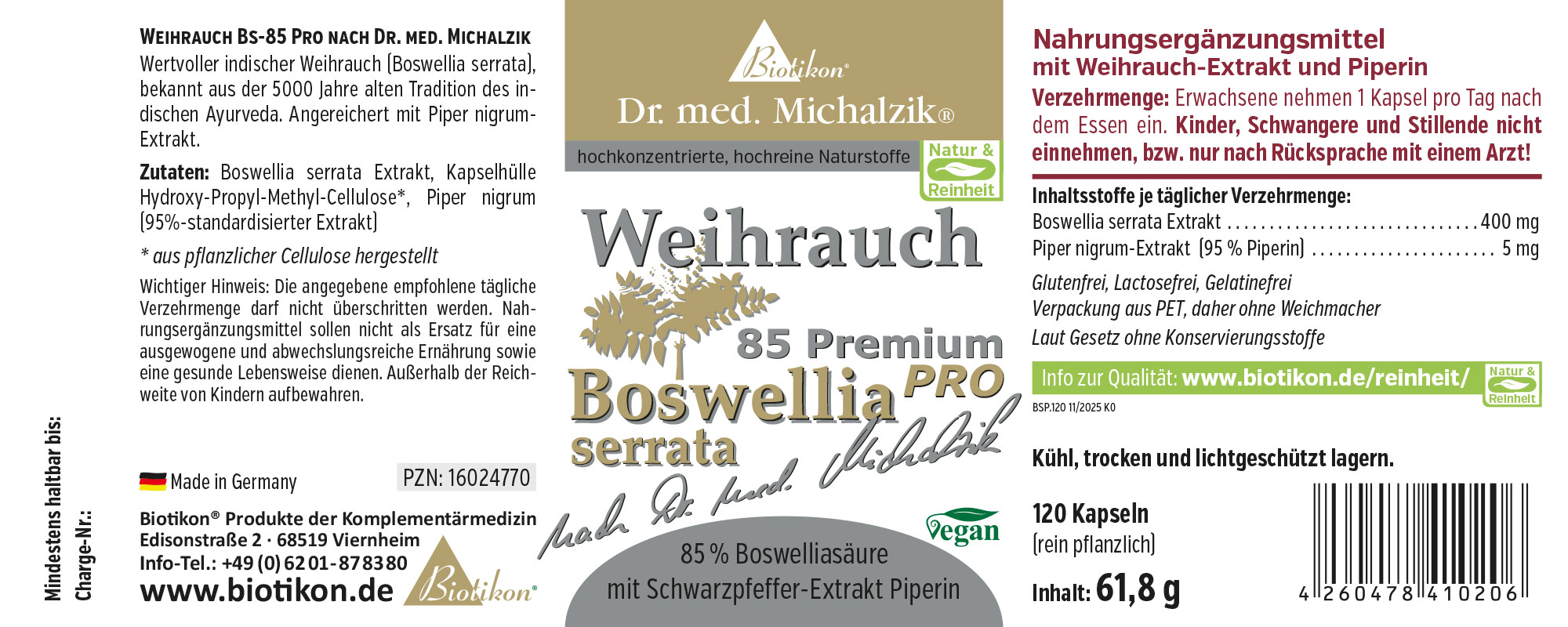 Mastuerzo 400 mg – 120 Cápsulas Suplemento alimenticio con extracto de mastuerzo, 120 cápsulas en envase PET, vegano y sin gluten.