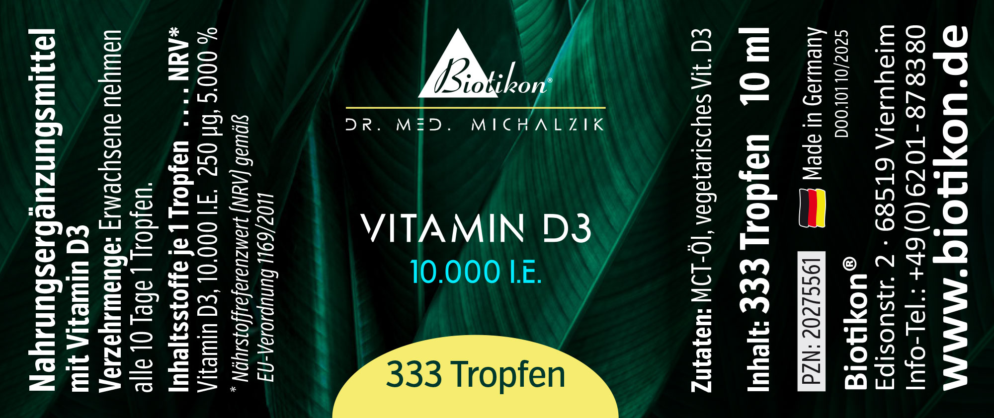 Vitamina D3 10000 UI etiqueta convencional Vitamina D3 10000 UI etiqueta convencional