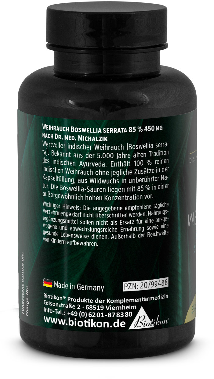 Incienso 450 mg Boswellia serrata Lata Parte trasera