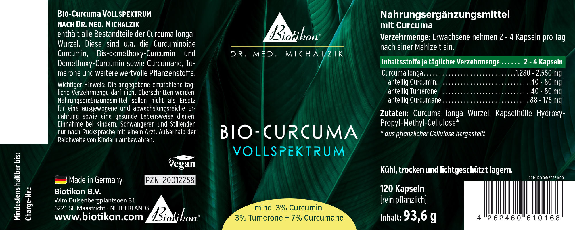 Etiqueta de Curcuma Vollspektrum Etiqueta de Curcuma Vollspektrum