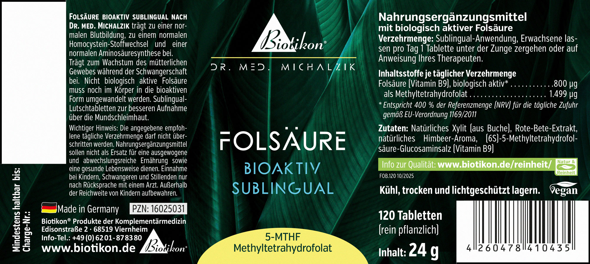 Ácido Fólico Bioactivo Sublingual – 120 Tabletas Ácido Fólico Bioactivo Sublingual – 120 Tabletas
