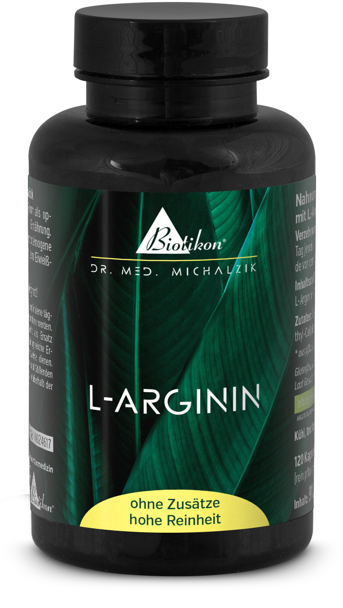 L-Arginina 120 cápsulas - Suplemento alimenticio Botella azul con cápsulas de L-Arginina, 120 unidades, veganas, sin gluten, sin lactosa.