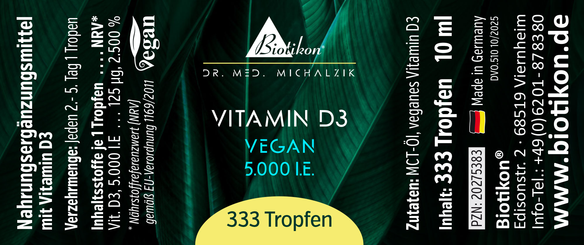 Etiqueta vegana de vitamina D3 5000 UI Etiqueta vegana de vitamina D3 5000 UI