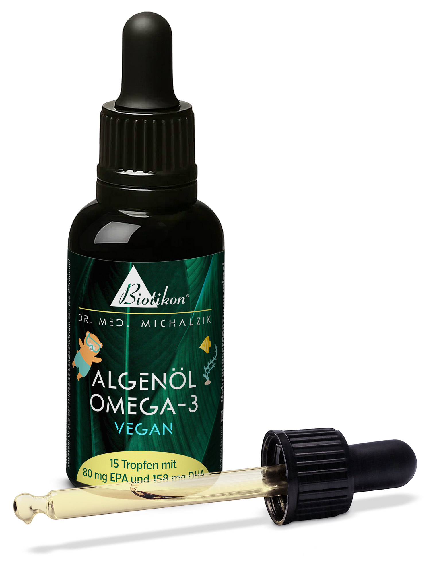 Aceite de algas Omega-3 vegano para niños